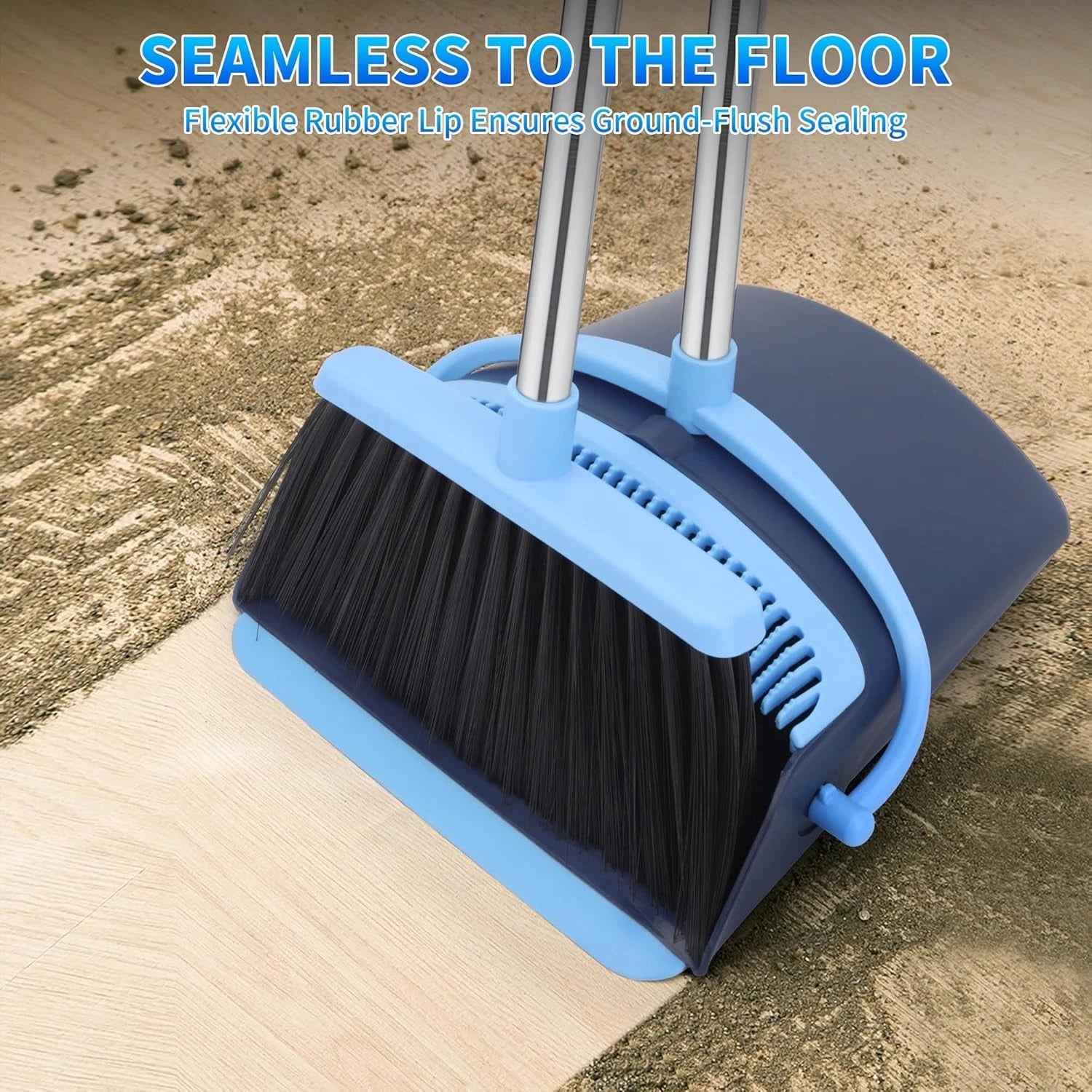 The family broom and dustpan set  Standing long-handled angular broom