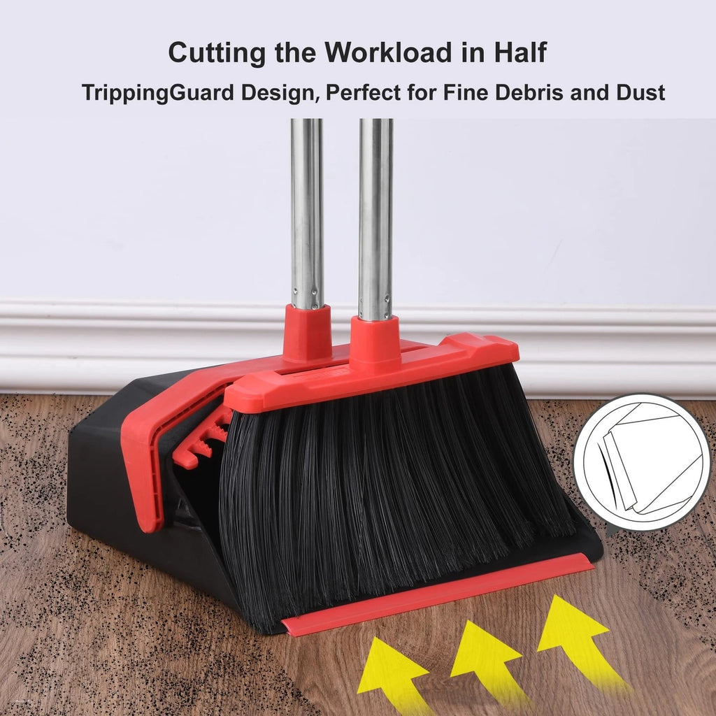 Upgrade Broom with Dustpan Combo Set, Broom and Dustpan Set with 51'' Long Ha...