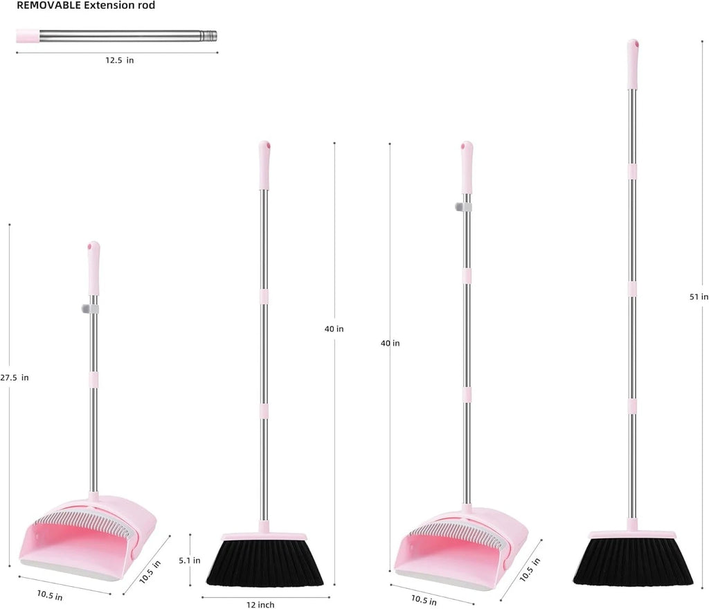 Broom and Dustpan Set House Brooms for Sweeping Indoor Collapsible and Combo