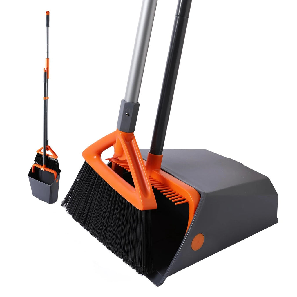 Commercial Broom and Dustpan Set with Long Handle Outdoor Heavy Duty