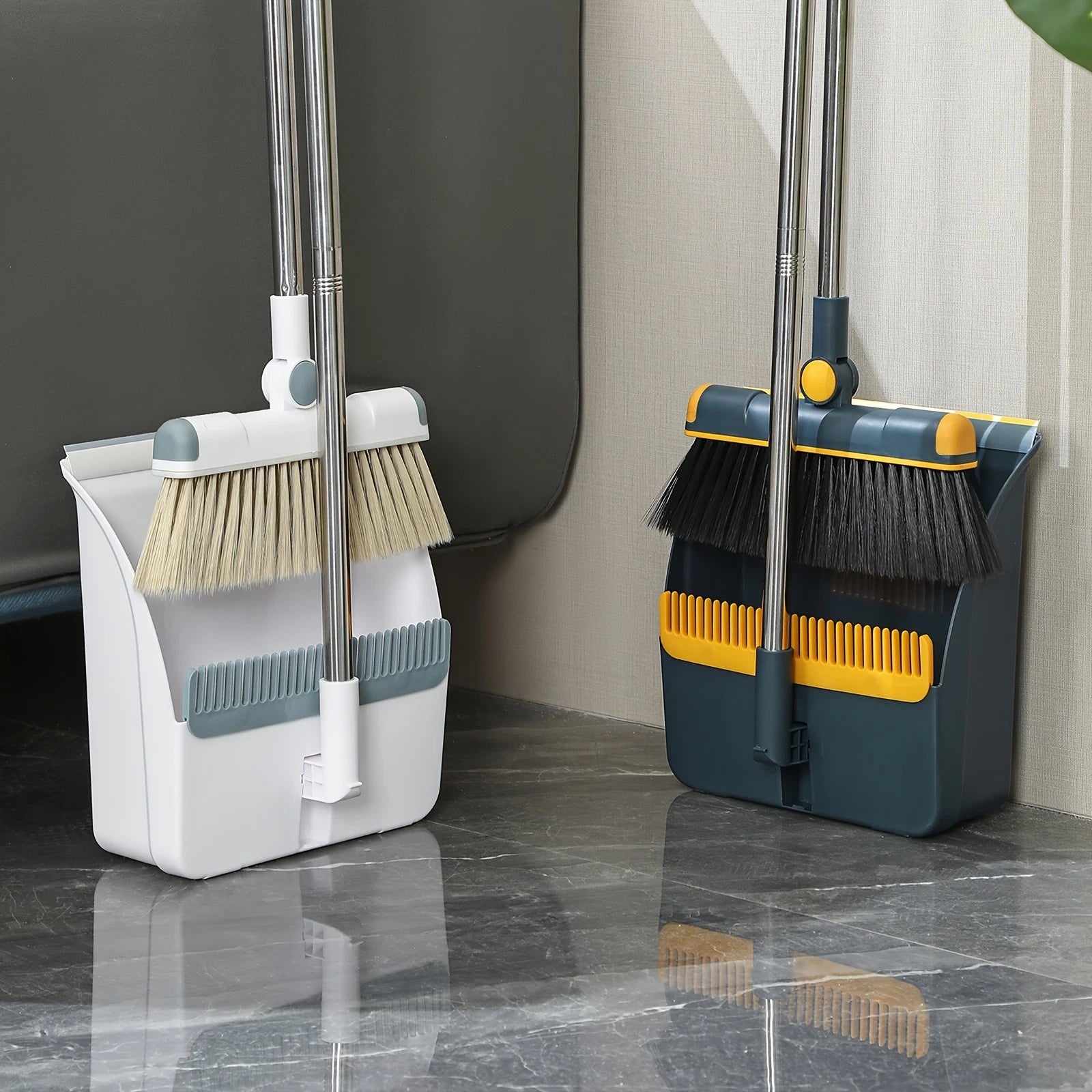 Broom Dustpan Set, Thickened Rotatable Foldable Stainless Steel Rod Strong