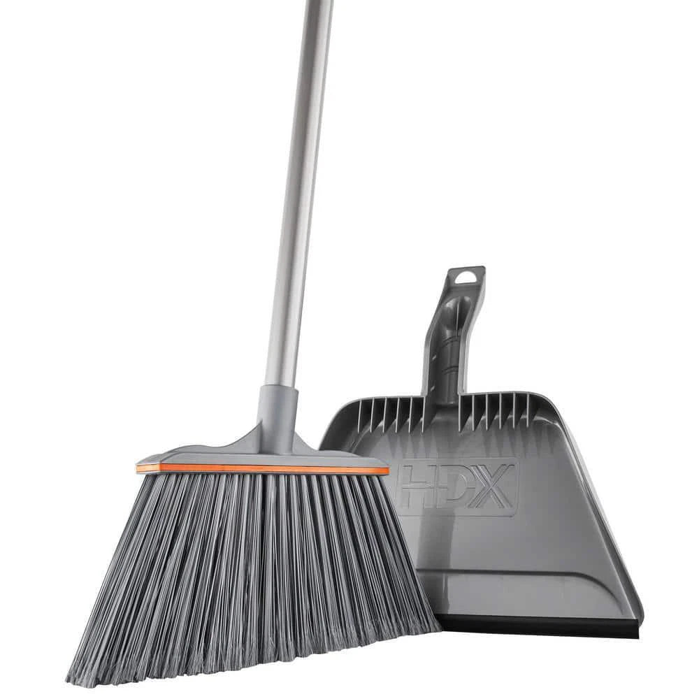 HDX 15 in. Angle Broom and Step-On heavy-duty Dustpan Set , rubber lip HDX 15 ,