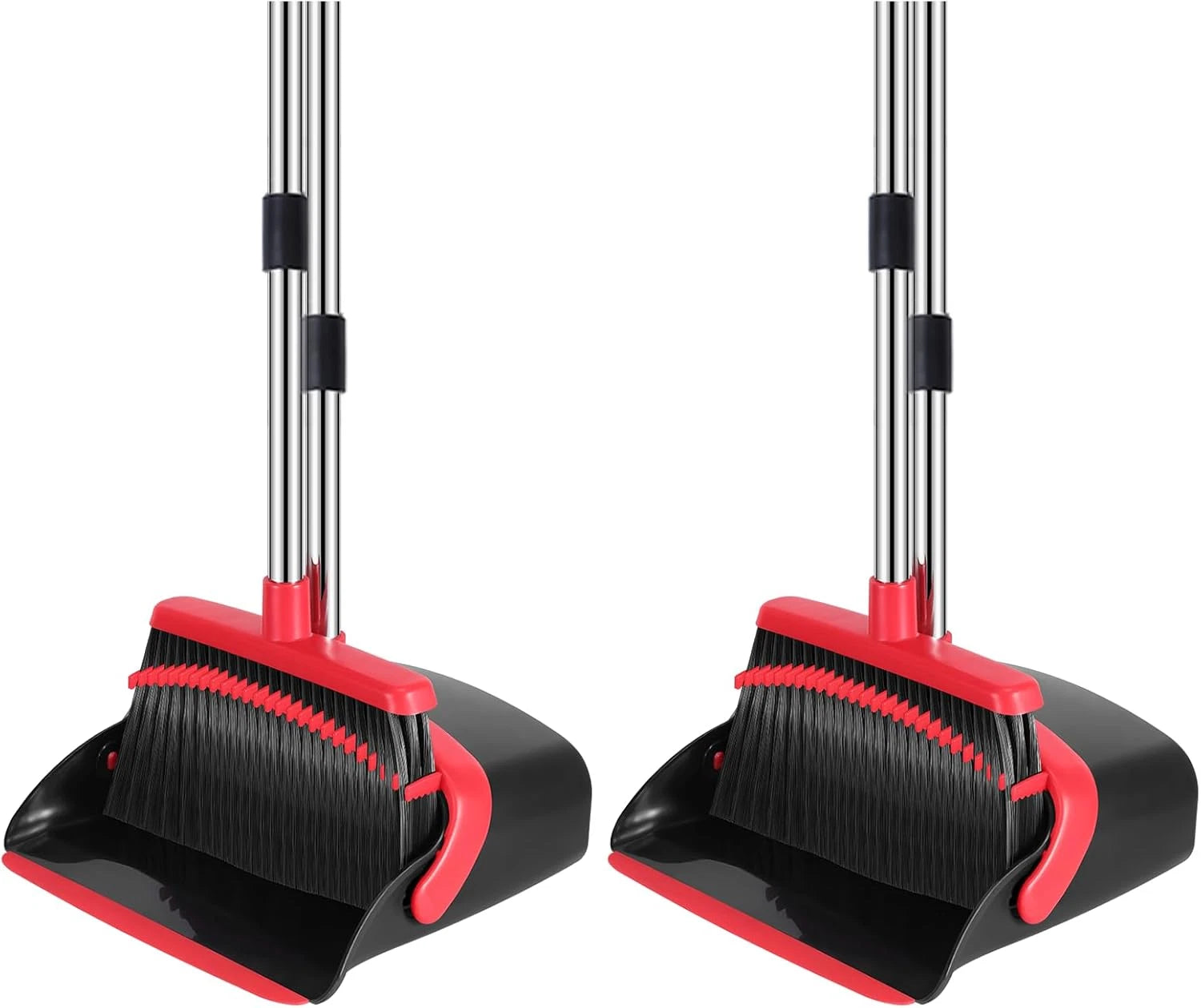Broom and Dustpan Set, 52-In Long Adjustable Handle Broom Dustpan Combo