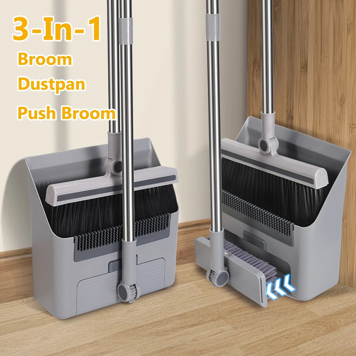 3-in-1 Broom Dustpan Set Rotary Household Magic Folding Hair Sweeping Tools