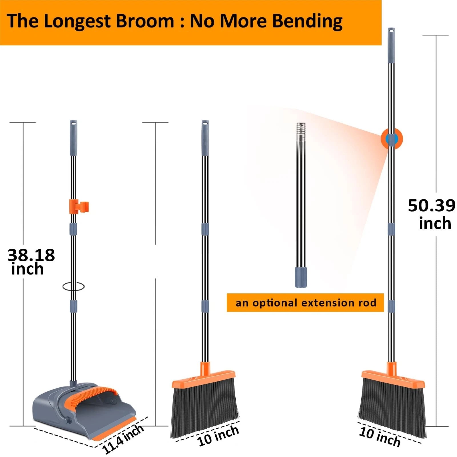 Self-Cleaning Broom and Dustpan Set for Indoor Outdoor Pet Hair