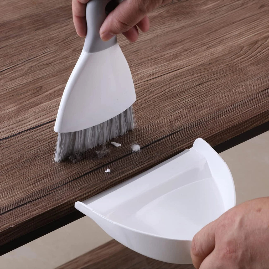 Small Dustpan and Brush Set, Whisk Broom and Dust Pans with Rubber Edge, Mini Ha