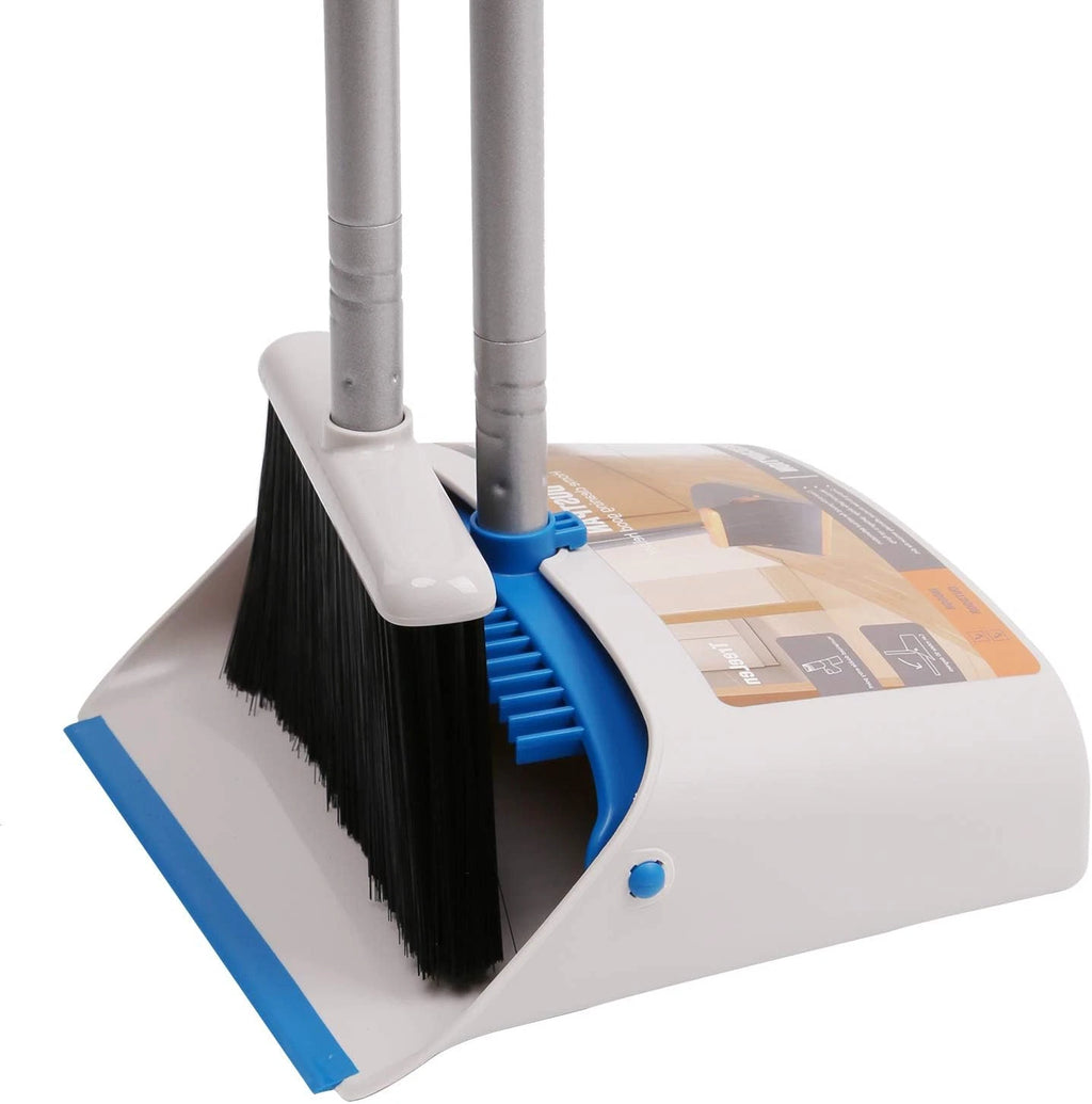 Long Handle Broom and Dustpan Set,Upright Dust Pan Combo for Home, Kitchen, Room