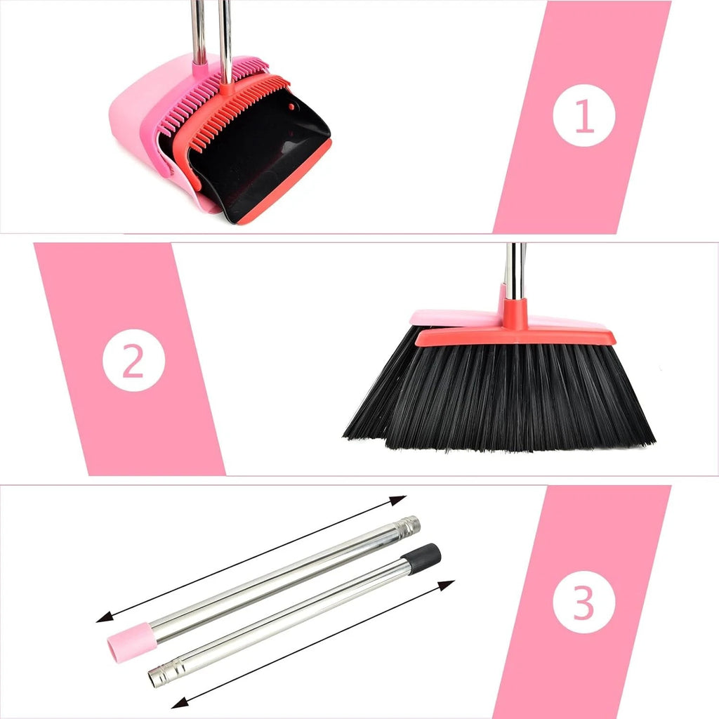 Lightweight Heavy-Duty Broom and Dustpan Set - Ideal for Kitchen and Office Use