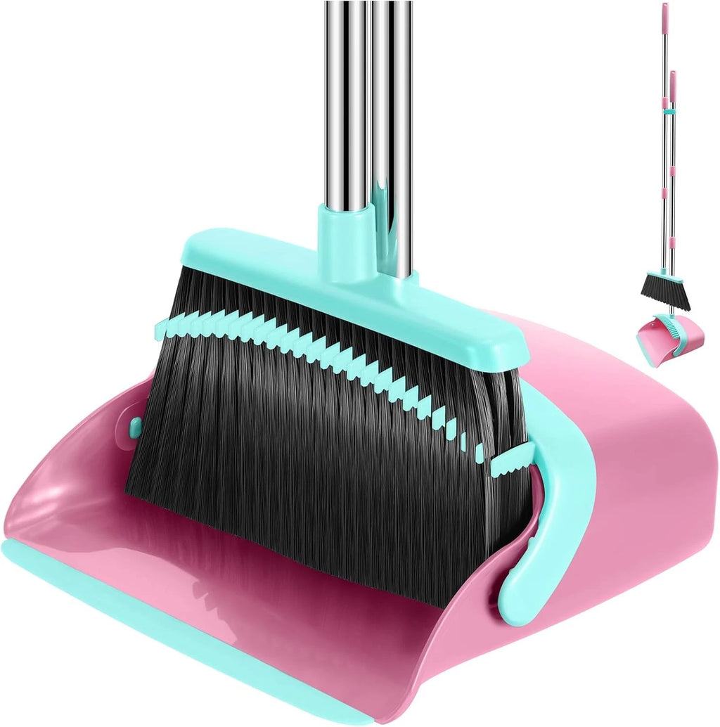 Broom dustpan set, adjustable handle broom dustpan combination