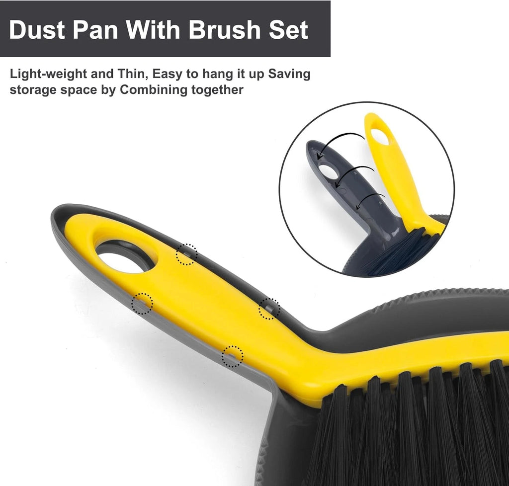 Dustpan and Broom Set Small,Mini Handheld Dust pan with Cleaning Brush