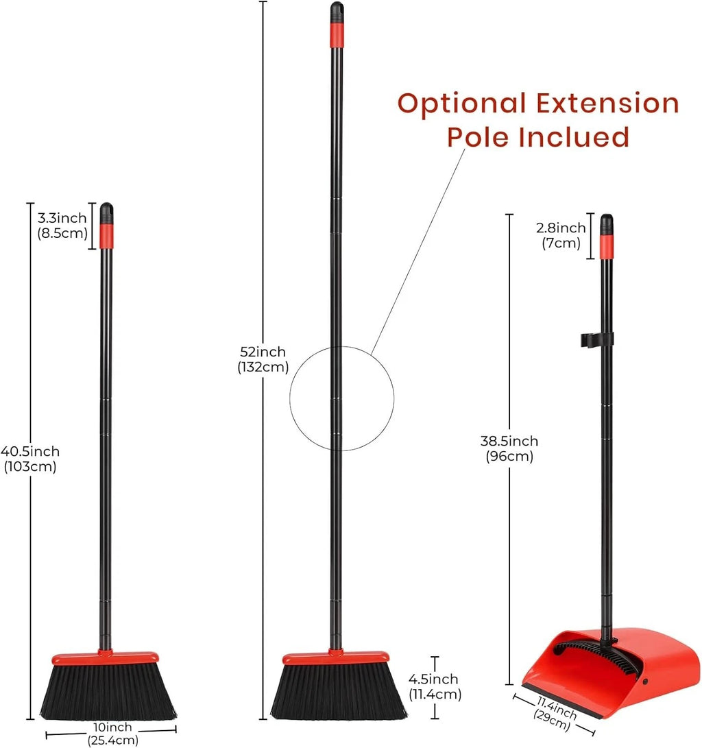 Elegant 52-Inch Broom and Dustpan Set: Perfect for Effortless Home Cleaning