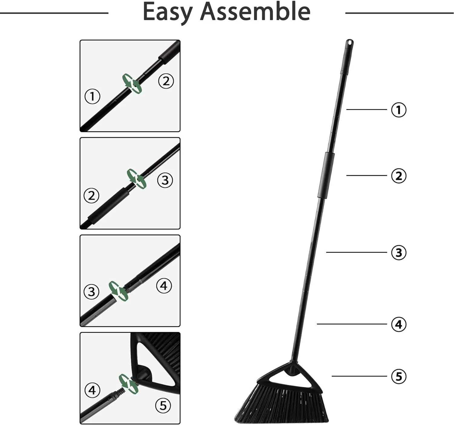 Commercial Angle Broom and Dustpan Combo, with Long Handle, Lobby Dust Pan Sweep