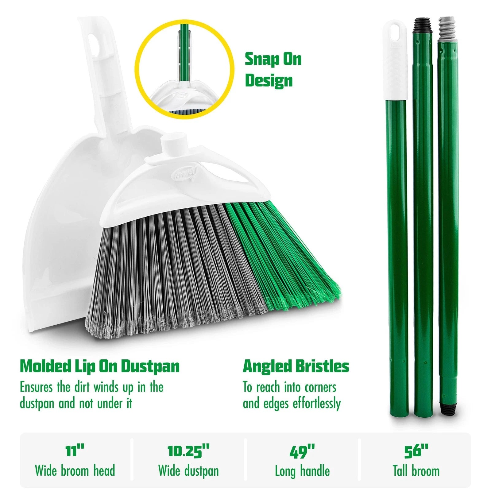 Precision Angle Broom with Dustpan Combo Set for Sweeping Indoor and Outdoor ...