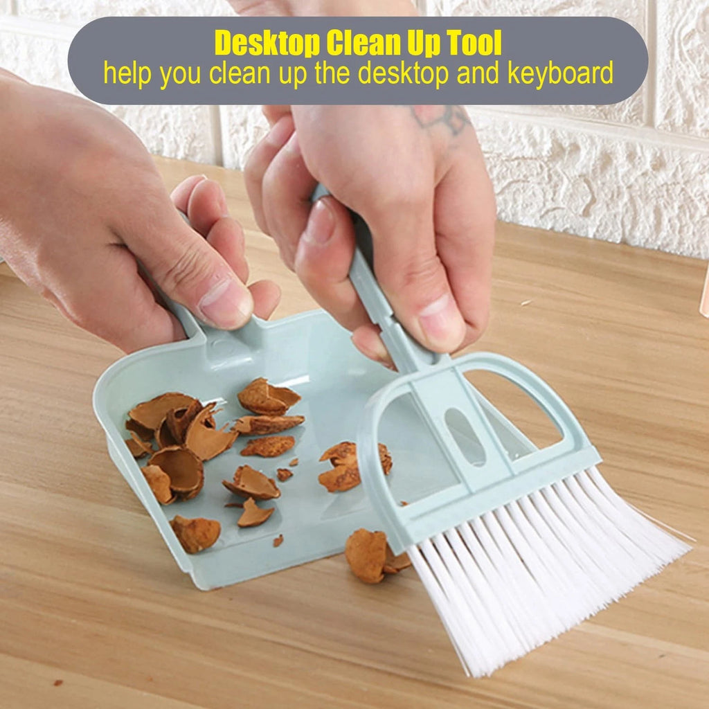 Broom and Dustpan Set with 54" Long Handle, Windproof Stand Up Dustpan with B...