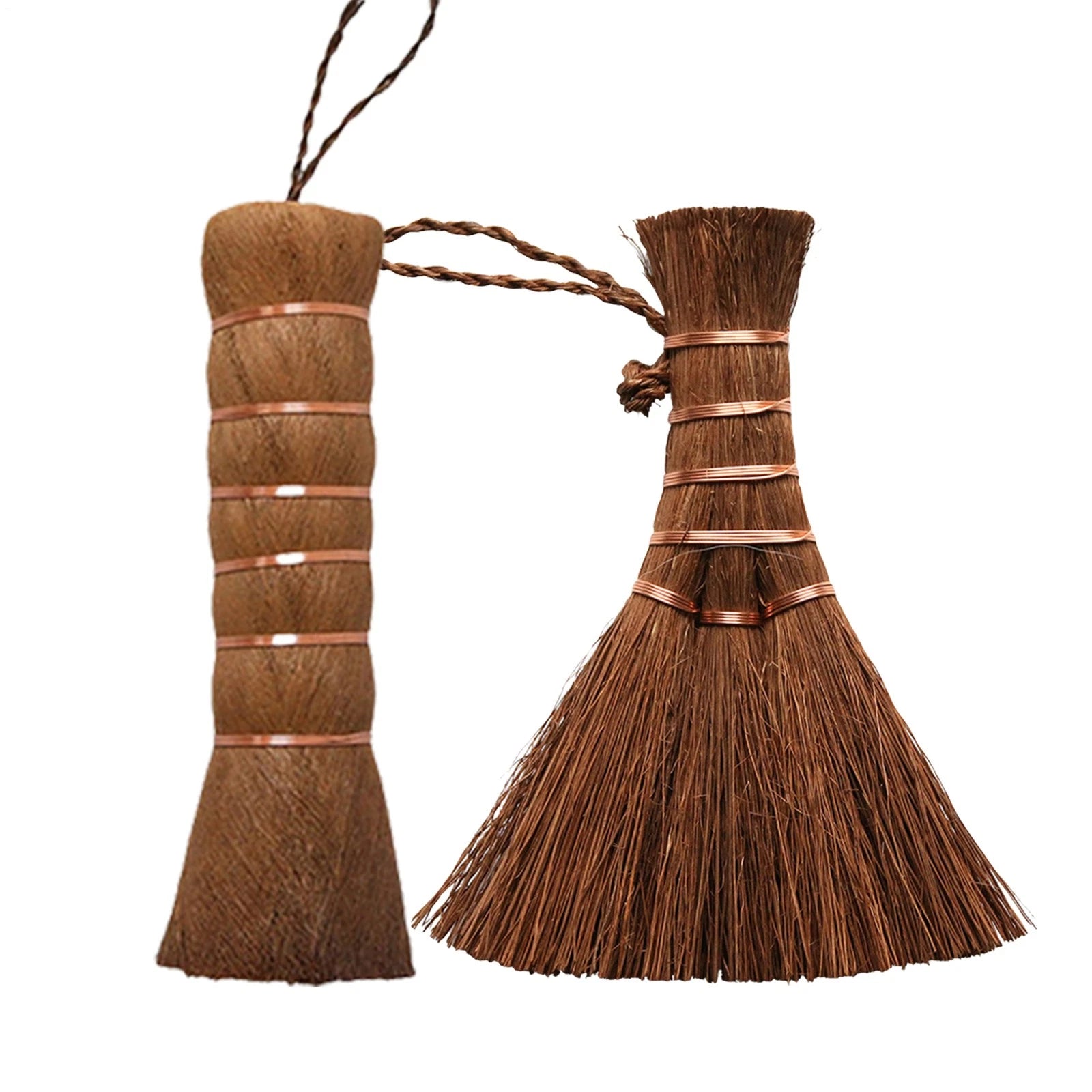 Mini Dustpan And Brush Set Handmade Natural Palm Broom Mini Size Dust Brown