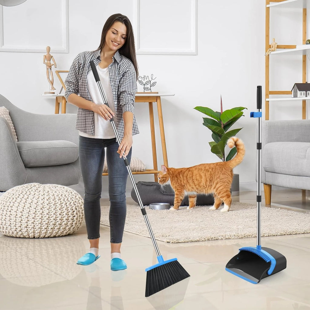 Broom dustpan set, adjustable handle broom dustpan combination