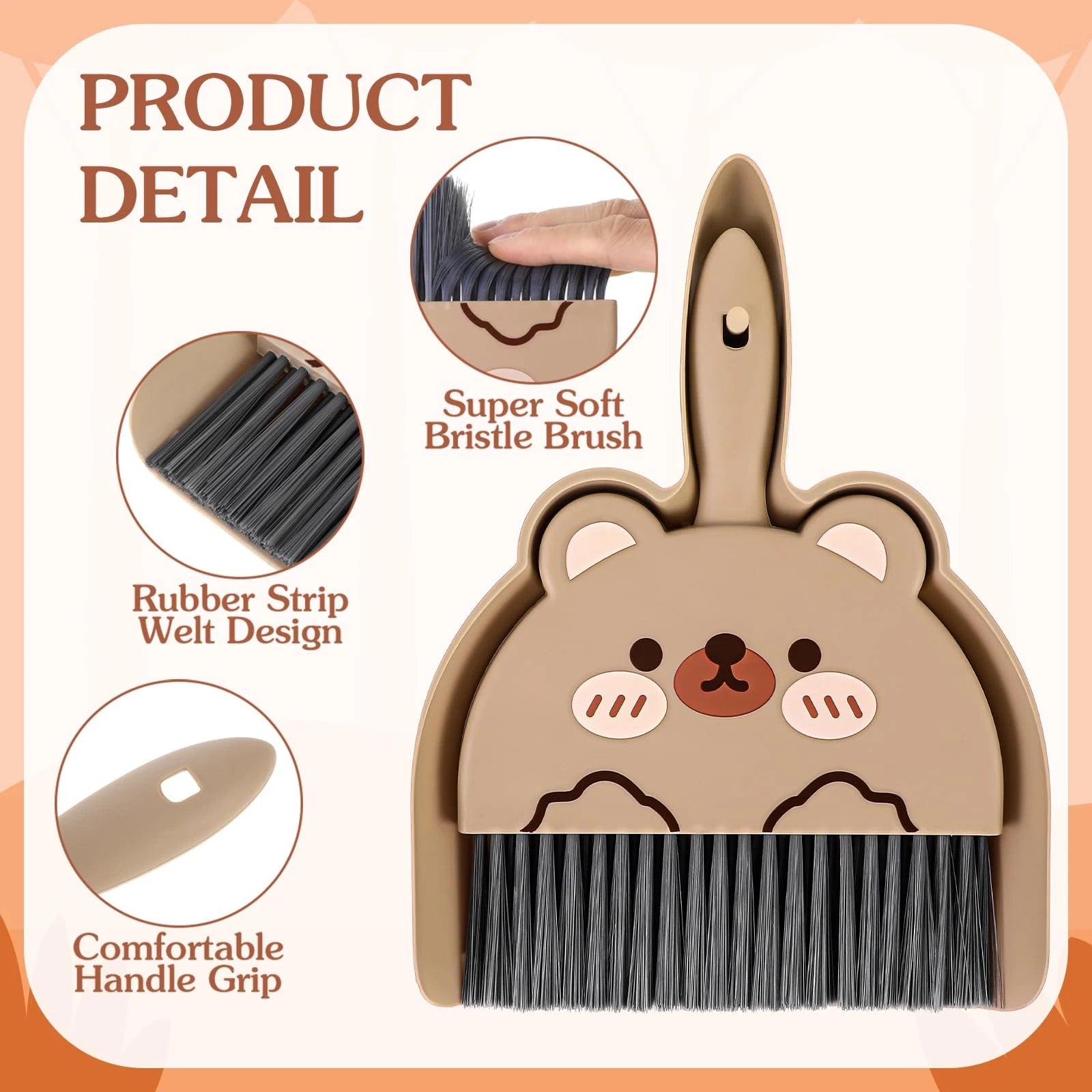 Portable Hand Broom and Dustpan Set Cute Mini and with Durable Brush Lightweight