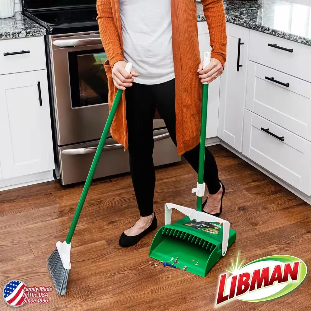 Upright Lobby Broom Dust-pan Cleaning Set Commercial Open lid Floor Carpet Sweep
