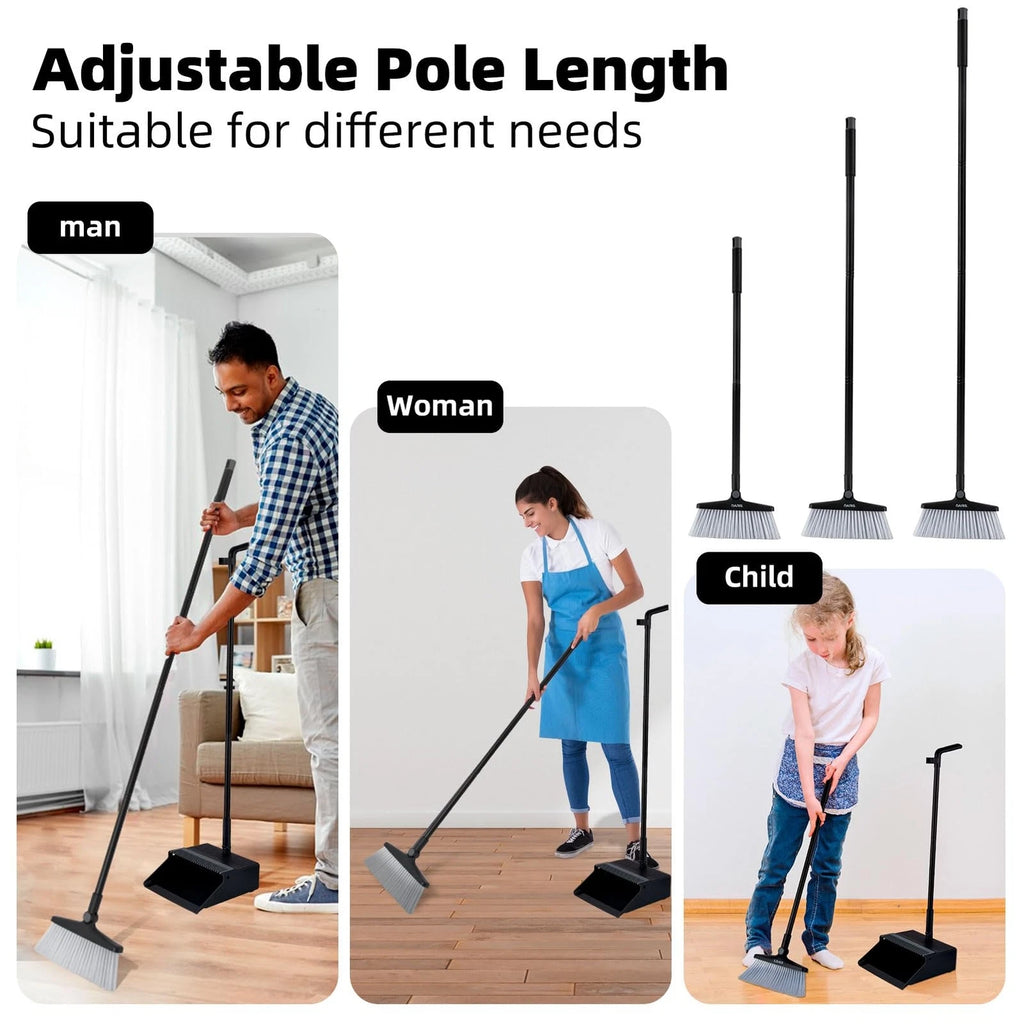 broom and dustpan set upgrade 50 long handle broom with stand up dustpan com