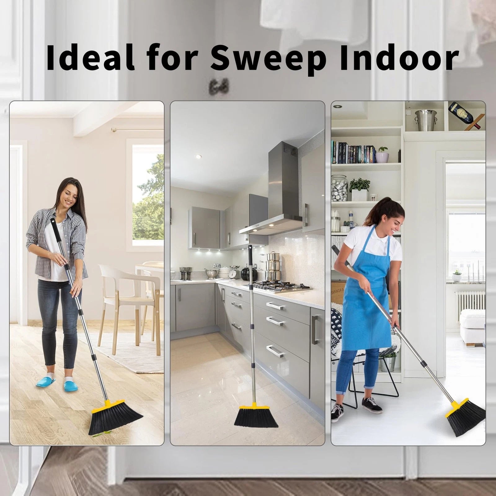 Broom with Dustpan Combo Set, Brooms and Dustpans Sets with 51'' Long Handle,...