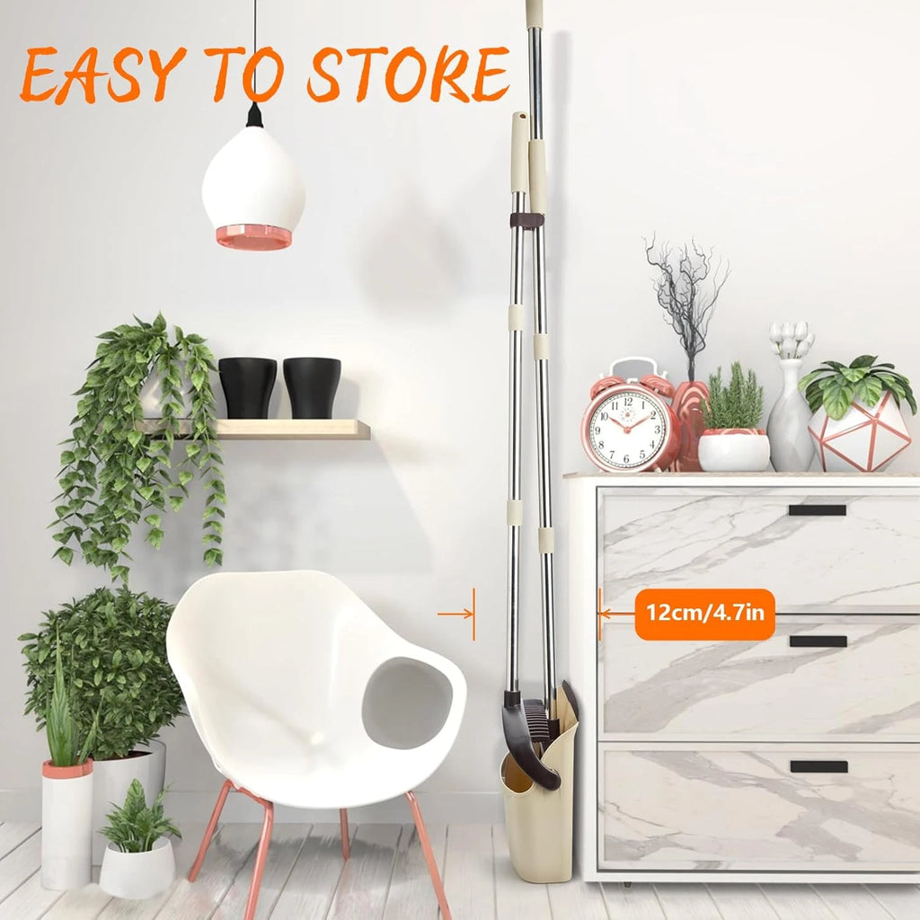 Broom and Dustpan Set, Dustpan Combo with 51" Stainless Steel Long Handle Brooms