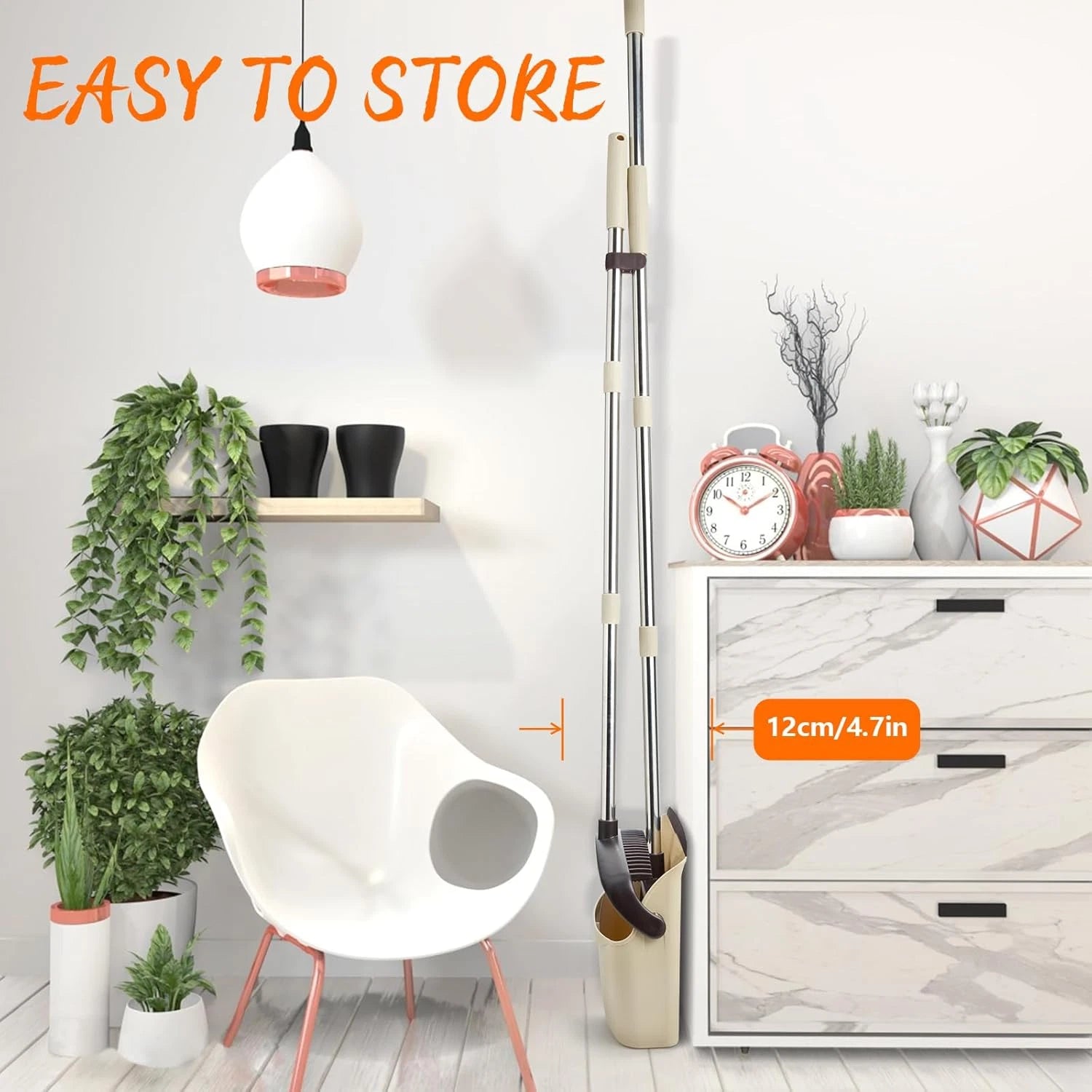 Broom and Dustpan Set, Dustpan Combo with 51" Stainless Steel Long Handle Brooms