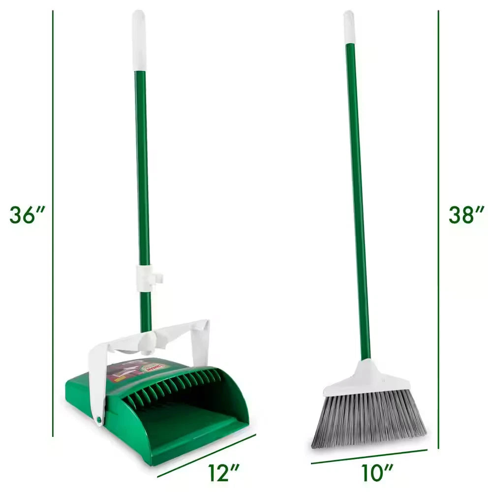 Upright Lobby Broom Dust-pan Cleaning Set Commercial Open lid Floor Carpet Sweep