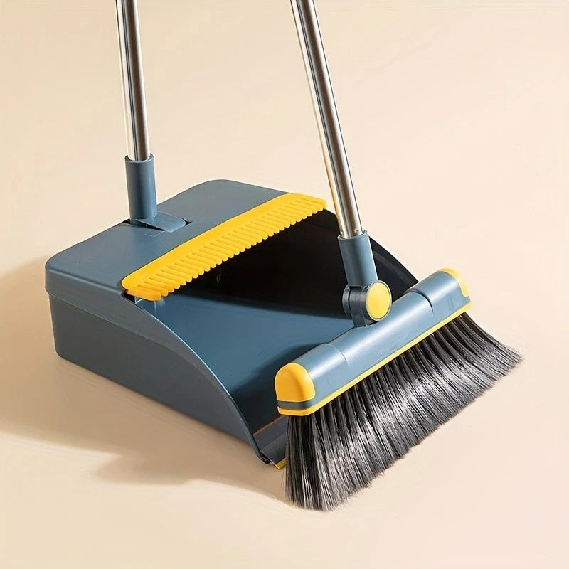 Broom Dustpan Set, Thickened Rotatable Foldable Stainless Steel Rod Strong