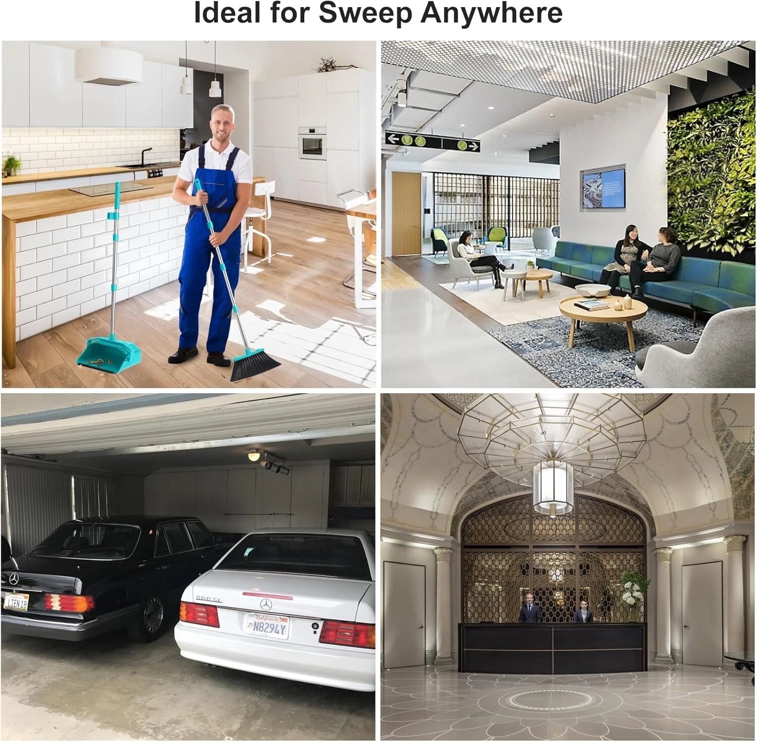 PINK Broom with Dustpan Combo Set, Broom & Dustpan Set with 51'' Long Handle