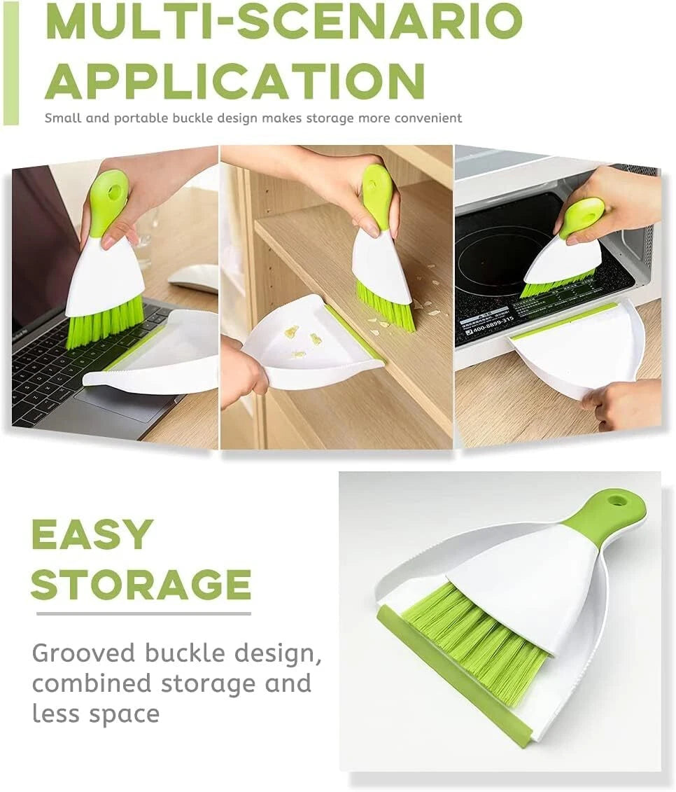 Mini Dustpan and Brush Set Small Hand Broom and Dust Pan for Desk Table Kitchen
