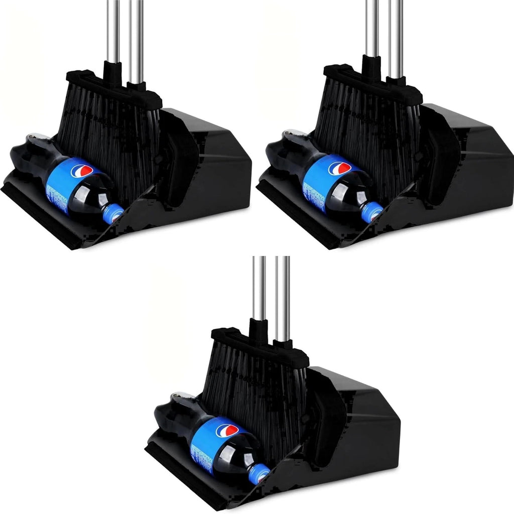 Heavy-Duty Broom Set with Self-Cleaning Dustpan - 51" Long Handles for Easy Use