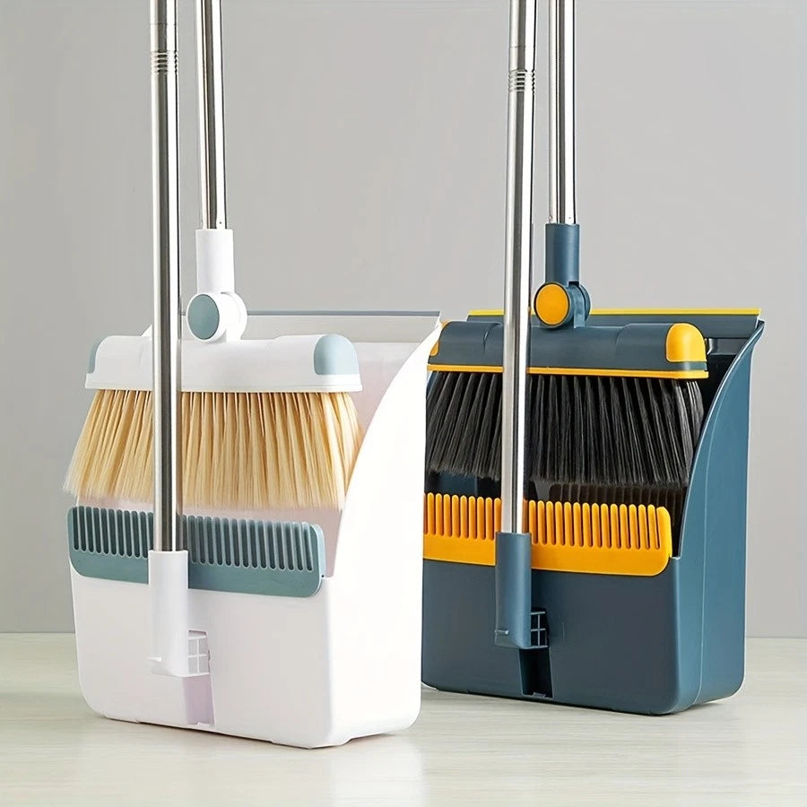 Broom Dustpan Set, Thickened Rotatable Foldable Stainless Steel Rod Strong