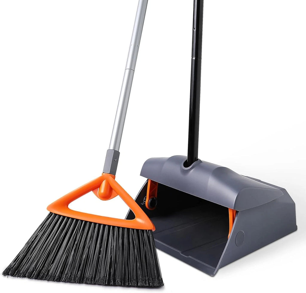 Heavy Duty Broom with Dustpan Combo Set Indoor and Outdoor Dual Purpose,Stiff...