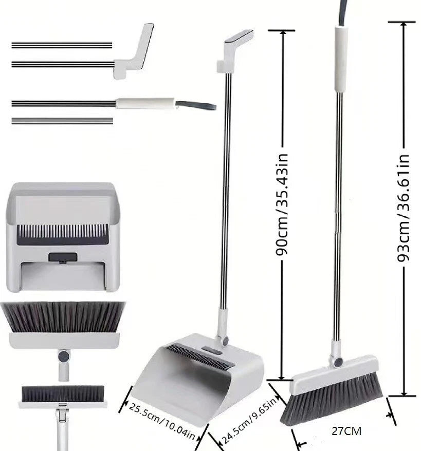 3-in-1 Broom Dustpan Set Rotary Household Magic Folding Hair Sweeping Tools
