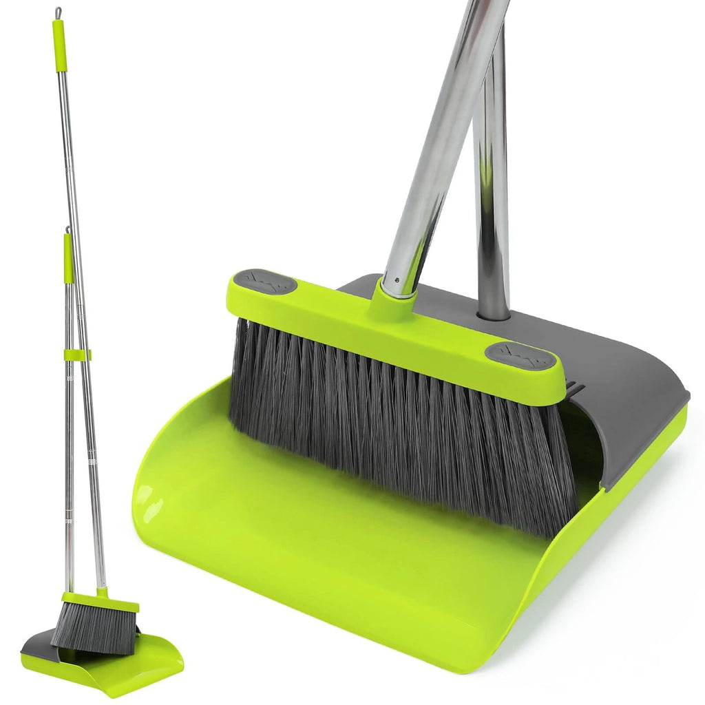 Broom And Standing Dustpan Set 50 Angle Broom With Long Handle Dust Pans For Ki