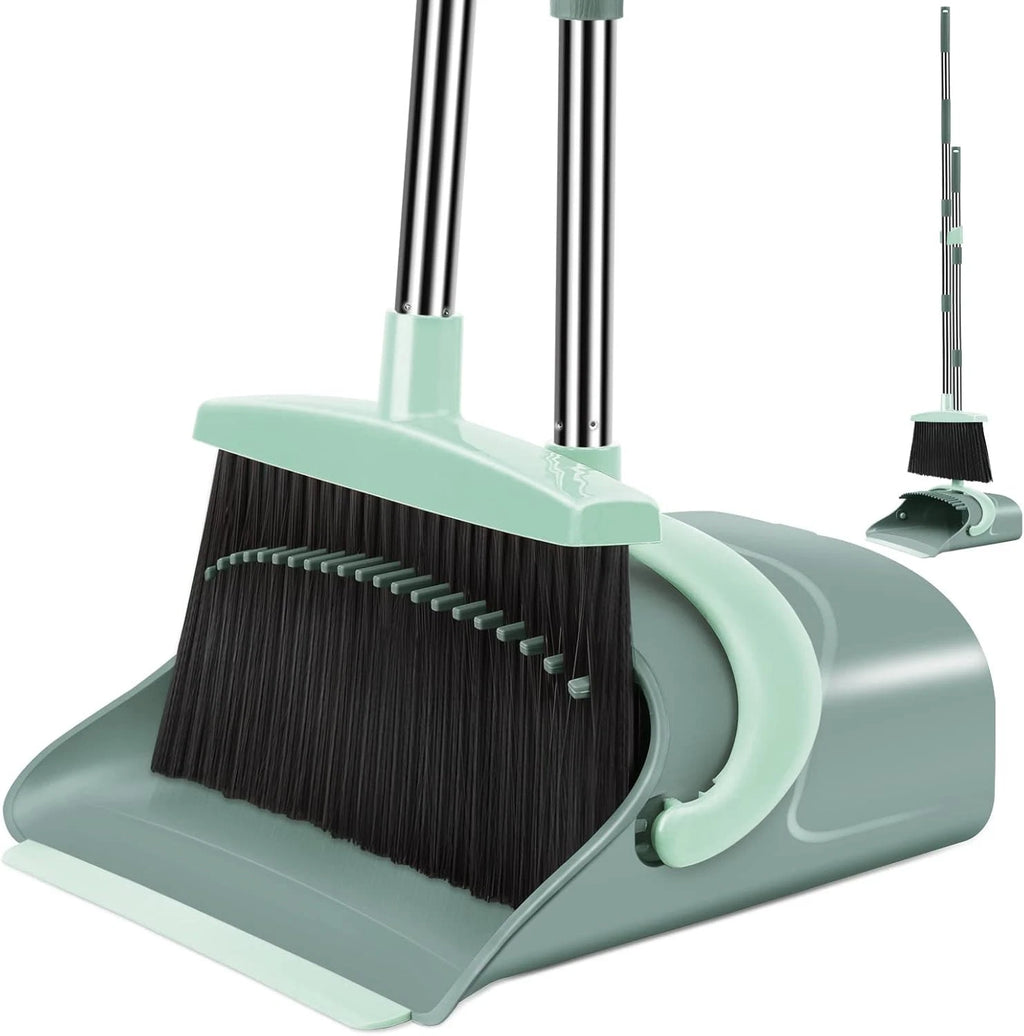 Broom & Dustpan Combo Set - 50.6" Long Handle, Upright, 4X More Pet Hair Removal