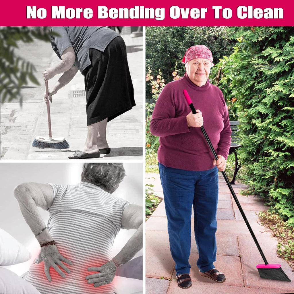 Broom with Dustpan Combo Set, Long Handle Lightweight Indoor Broom Set