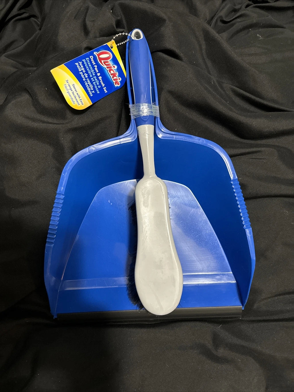 Quickie Clip-On Dust Pan & Brush Set, Dust Catching Rubber Lip For Easy Cleaning