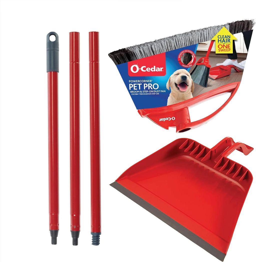 Pet Pro Broom with Step-On Dustpan | Remove 99% with One Sweep | Dustpan Removes