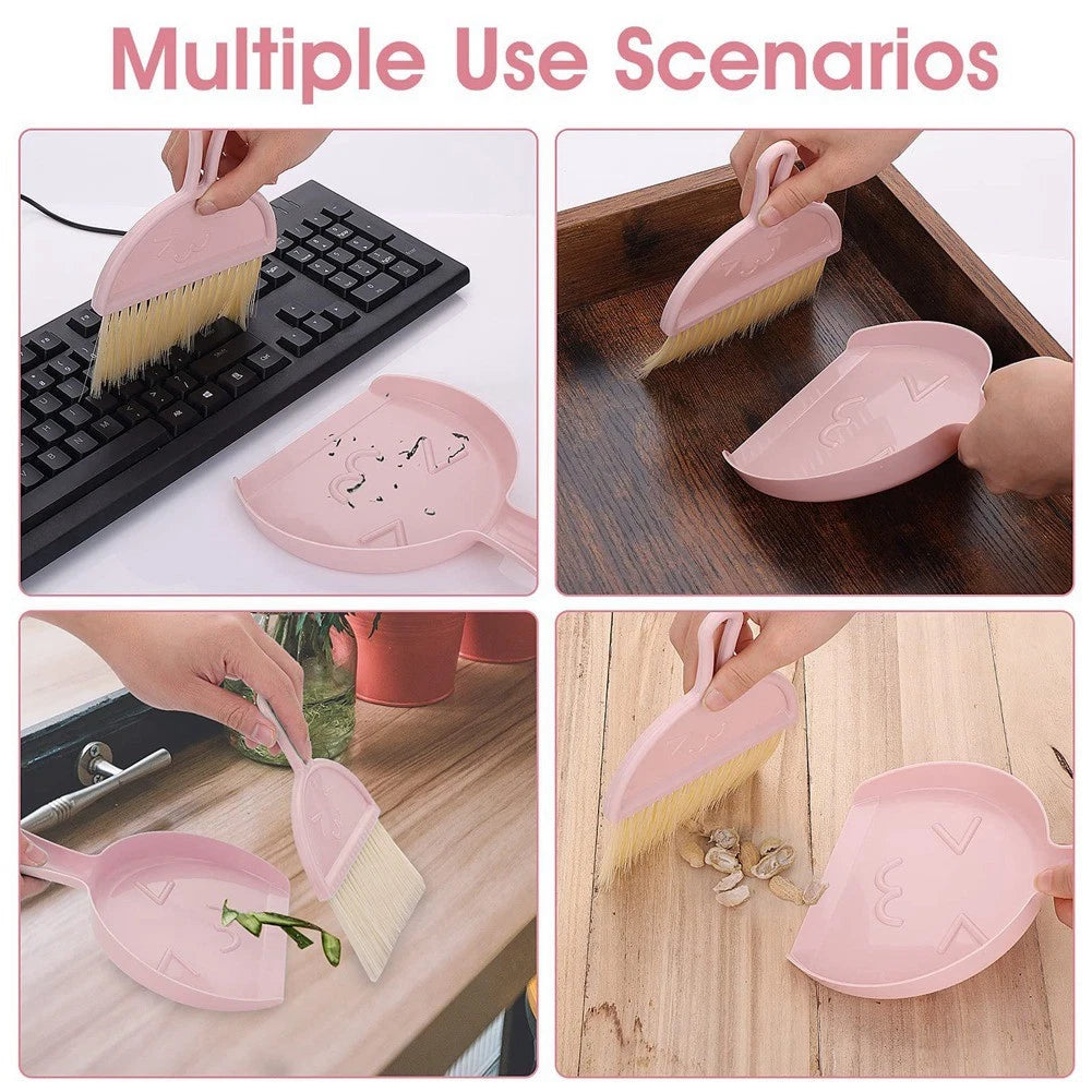 Dustpan and Brush Set, Small Broom and Dustpan Cleaning Set Portable Table7659