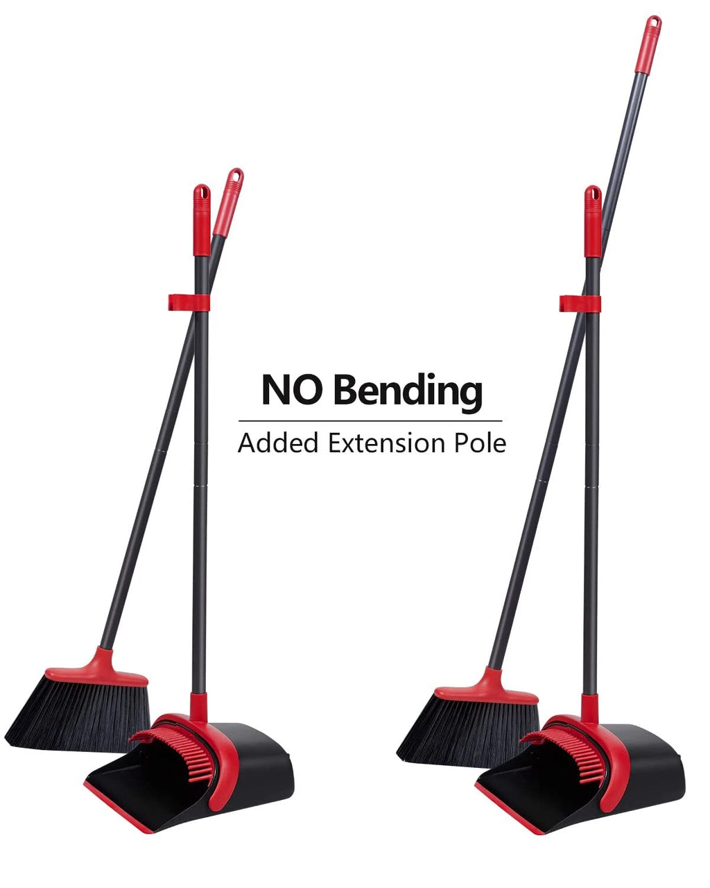 Broom and Dustpan Set for Home, Upgraded 52’’ Long Handle Broom with Dustpan Com