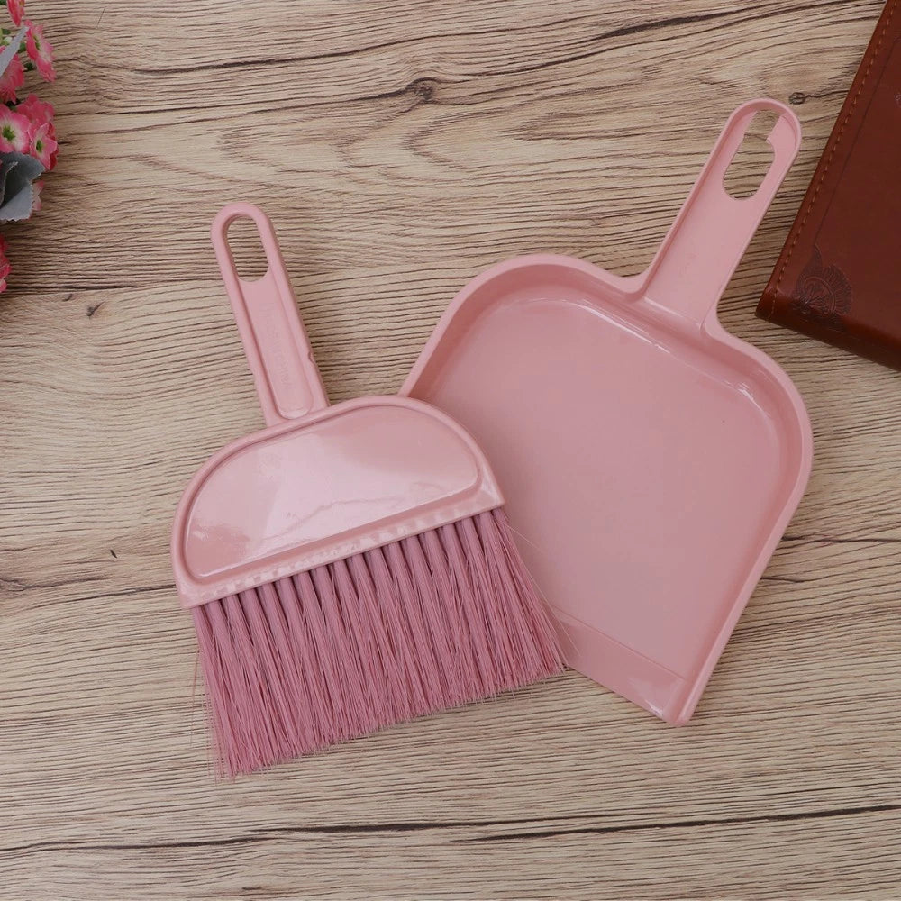 Mini Broom Dustpan Set Pink and Whisk Pet Hair First Apartment Essentials
