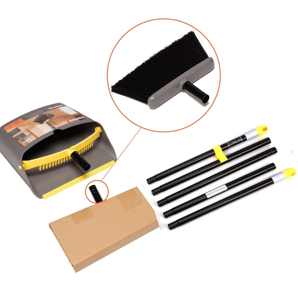 New Broom with Dustpan Combo Set,Stand up Dust Pans Long Handle 4052 and Set for