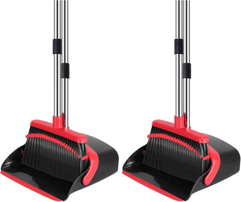 Broom and Dustpan Set, 52-In Long Adjustable Handle Broom Dustpan Combo