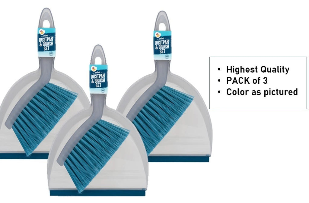 Stop&Shop Mini Hand Broom and Dustpan Set Small Dust Pans with Brush Set 3pack