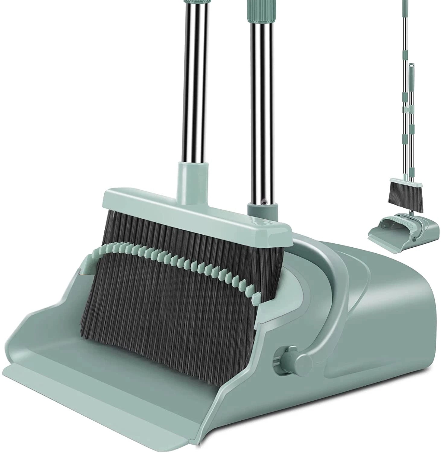 Upgrade Broom and Dustpan Set, Large Size and with Long Handle, Upright,Ideal