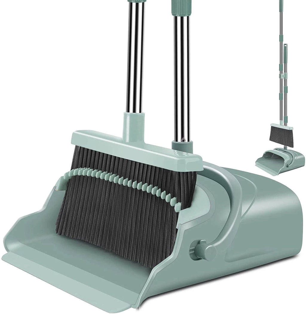 Kelamayi 2021 Upgrade Broom and Dustpan Set, Large Size and Stiff Broom Dust Pan