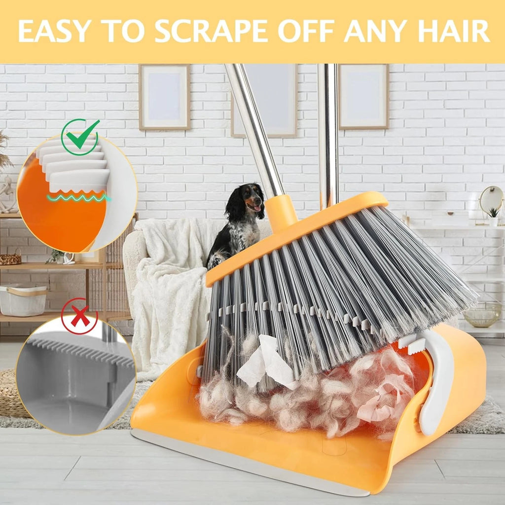Broom and Dustpan Set, Dustpans with Broom Combo for Home, Heavy Dust Dustpan