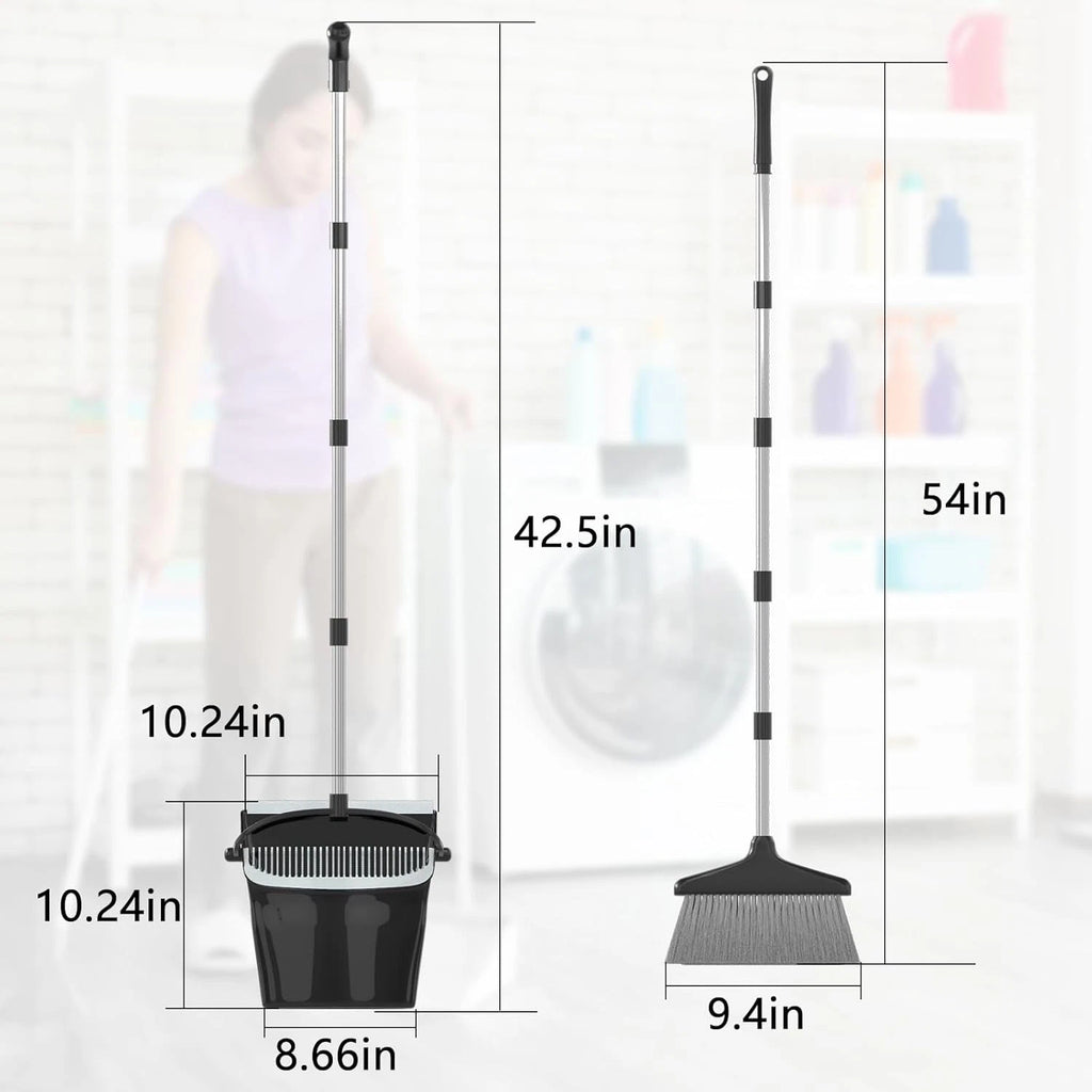 Broom and dustpan combination set (54 inches) long handle household dustpan