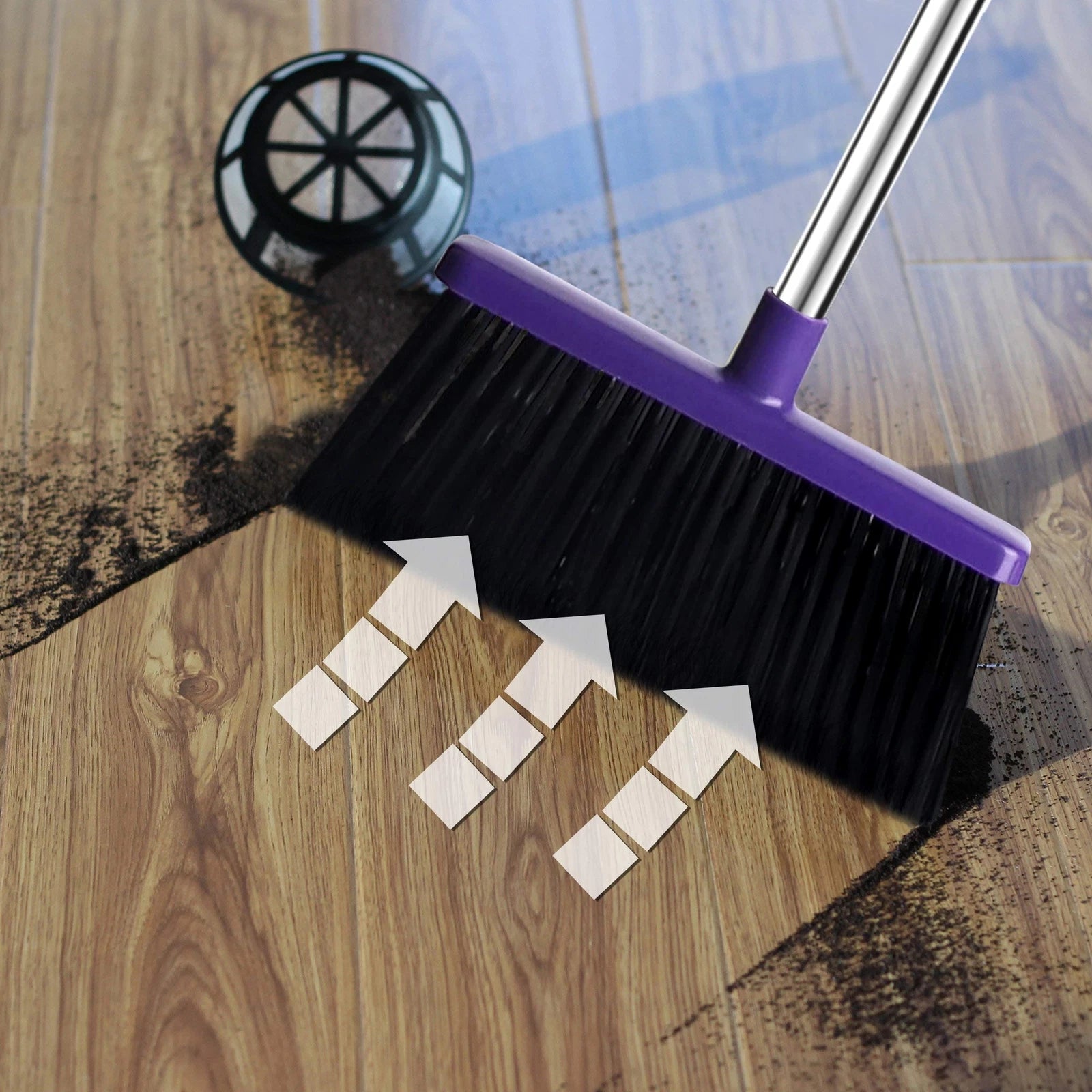 Broom And Dustpan Set Upright Purple Broom With Dustpan Combo Set 51" Long Handl